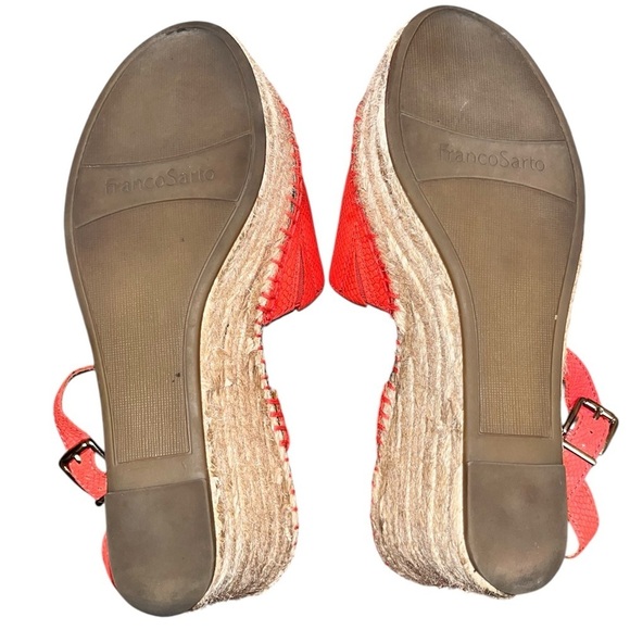 Franco Sarto Tula Platform Espadrille Wedge Sandals Orange Leather Size 7.5 - Picture 10 of 13